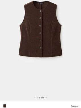 Mango Brown Sleeveless Button-Front Corduroy Vest